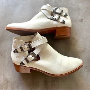 FRYE Ray Western Ankle Boot White Size 8.5